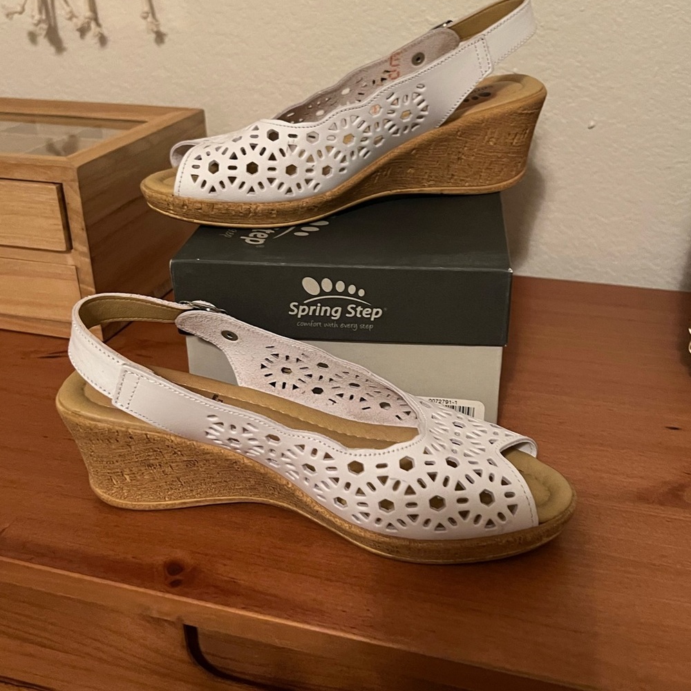 Spring Step Ravella Women's White Wedge Sandals
